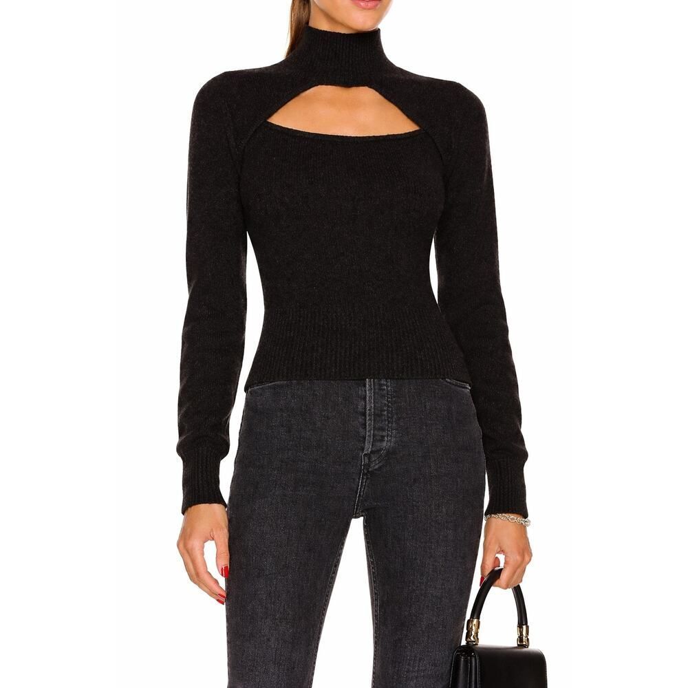 Frame cutout turtleneck cashmere sweater in black M